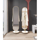 Decorative Luxury Rotating Coat Rack Integrated Marble Floor Mirror for Bedroom and Entryway Full-Length for Living Room