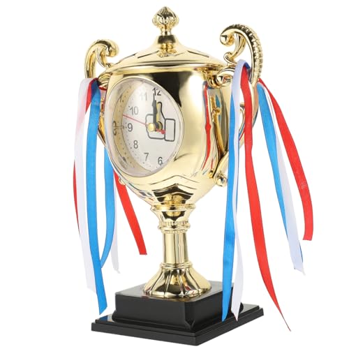 ARTIBETTER Kids Trophy Style Desktop Clock 8.26X5.90X3.54In Analog Alarm Tabletop Clock for Bedroom Student Desk Decor and Wake up Timer