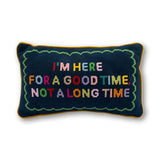 FURBISH Needlepoint Decorative Throw Pillow - Small Embroidered Accent Pillow for Bed, Chair, Couch, Sofa, Eclectic Home Decor, 9" x 15" - Good Time