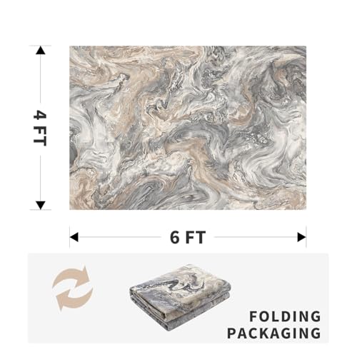 PADOOR Abstract 4'x6' Area Rug, Washable Non-Slip Low Pile, Marble Grey