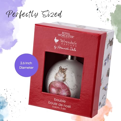 Royal Worcester Hanging Ornament - Not A Creature was Stirring Bauble with Mouse Motif, Fine Bone China Holiday & Christmas Decor, Hand-Painted Animal Design for Festive Cheer & Tree Decoration