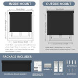 AOSKY Blackout Roller Shades Cordless Blinds for Windows, Free-Stop Shades with Valance, Thermal Insulated Fabric, UV Protection, Natural Woven Blinds for Home and Office (34" W x 72" H, Black)
