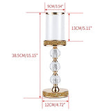 Hurricane Glass Candle Holders, Gold Pillar Candle Holders for Pillar Candle, Magnetic Glass Cover, Crystal Candlesticks Holder for Dining Coffee Table, Wedding,Events,Parties, Home Decor