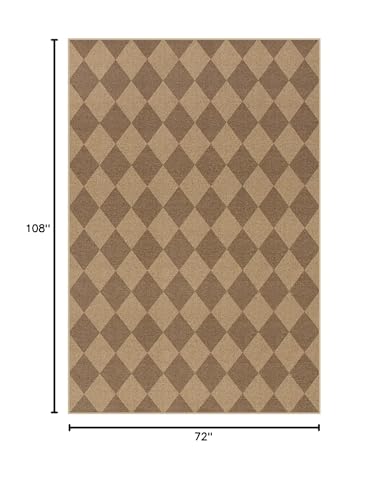 Lahome Checkered Easy Jute Outdoor Patio Rug, 6x9 Living Room Rugs Washable