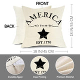July 4th Farmhouse Decorative Throw Pillow Cover America Est. 1776 Patriotic Sign Decoration Rustic Home Decor Cotton Linen Cushion Case for Sofa Couch, 18" x 18"