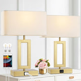 Gold Table Lamps Set of 2 with Dual USB Ports,3-Way Dimmable Touch Control Bedside Lamps,Modern Bedroom Table Lamp for Living Room,Nightstand LED Bulbs Included