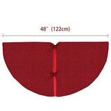 Christmas Tree Skirt Red: 48 inches Burgundy Burlap Double-Layer Plain Xmas Tree Skirt, Rustic Farmhouse Xmas Tree Decorations Indoor for Kids Home School Office Holiday Party Decor