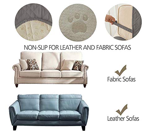 Ameritex Loveseat Cover Water-Resistant Quilted Furniture Protector with Back Nonslip Paws Slipcover for Dogs, Kids, Pets Loveseat Slipcover Stay in Place for Leather (54", Dark Grey)