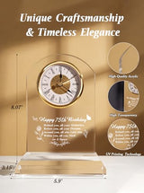 DEEWISH 75th Birthday Gift Quartz Desk Clock – Elegant Home Blessing Decoration for Parents, Grandparents, Friends, Mom, Dad, Happy 75 Years Birthday Decoration for Women Men