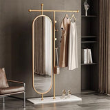 Decorative Simple Floor-Standing Coat Rack, Bedroom Home Dressing Mirror, rotatable Full-Length, Clothes for Living Room(Gold,80cm)