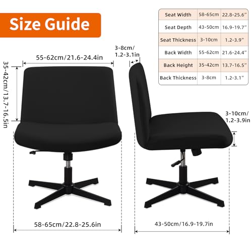 Fuloon Criss Cross Chair Cover, Waterproof, Stretchable, Solid, Suited for Armless/Office/Desk/Mid Back Wide Seat/Computer/Task/Vanity/Accent Chair (Black)