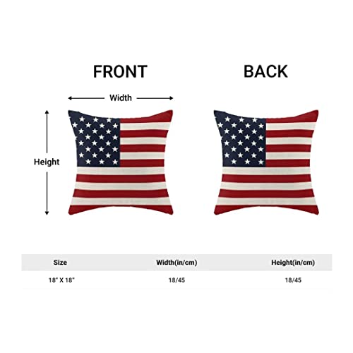 BETGINY 4th of July Pillow Covers 18x18 Set of 2, American Flag Patriotic Decorations Throw Pillow Covers Linen Farmhouse Independence Day Cushion Case for Couch Sofa Summer Home Outdoor Decor