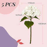 Yatim 21In White Artificial Hydrangea Flowers 5 Pcs Real Touch 3D Print Latex Flowers for Wedding Centerpieces Bouquets DIY Floral Decor Home Decoration with Stems