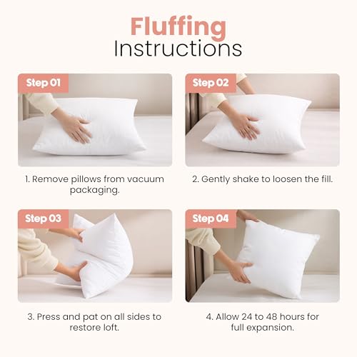 Utopia Bedding 18x18 Pillow Inserts, Set of 2, White – Indoor Decorative Throw Pillows for Bed, Sofa & Couch – Soft, Supportive & Fluffy Cushion Inserts