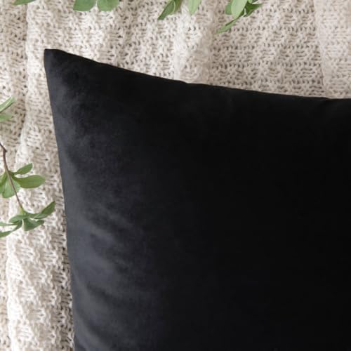 VAKADO 20x20 Black Pillow Covers Decorative Velvet Cozy Soft Solid Square Throw Cushion Cases Home Decor for Couch Sofa Bedroom Office Set of 2