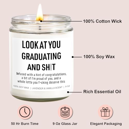 Younift Funny Grad Candle, 2026 Graduation Gifts for Her, Him - College, High School, Masters Degree, Phd, Law School, Nursing & Nurse Graduation Gifts for Women, Men - 9 oz