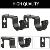 Eau 10 Pieces of Adjustable Black Curtain Rod Brackets, Heavy Duty Single Curtain Rod Holders for Maximum 1 Inch Rod, Wall-Mounted