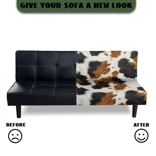 Brown Cow Print Armless Couch Covers for Dogs Pet Comfortable Slipcovers for Sofa Chair Indoor Home Decor Futon Sofa Slipcover Non Slip
