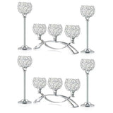 Crystal Tealight Candle Holder Centerpiece Home Decorative Candlestick Holder Elegant Table Centerpiece Home Decor Wedding Party Anniversary (Silver, Set of 6)
