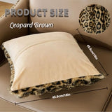 Cheetah Print Faux Fur Fluffy Pillowcases,Plush Soft Throw Pillow Covers, Fuzzy Decorative Leopard Print Pillow Cases, Furry Brown Leopard Cushion Covers for Couch Sofa-18x18 inch Set of 2