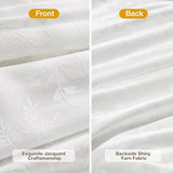 Anmao White Semi Sheer Light Filtering Curtains 84 Inches Long 2 Panels, Leaf Pattern Drapes for Living Room Bedroom, Rod Pocket Sheer Window Treatments with Floral Design, 52x84 Inch