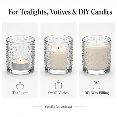 12 Pack Clear Votive Candle Holders,Glass Tea Light Candle Holder