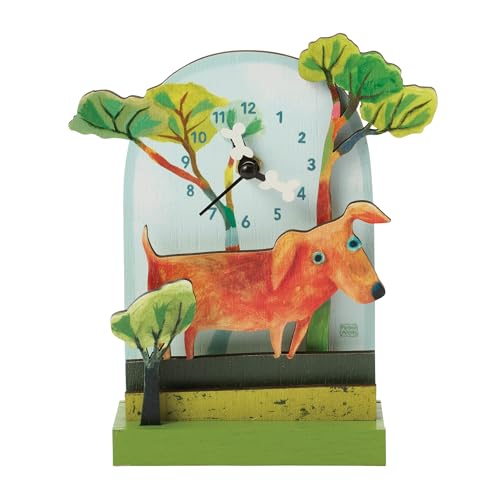 Enesco Allen Designs Dog Forest Friend Battery-Operated Wooden Desk Clock, 6.6 Inch, Multicolor