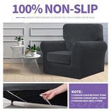 ZNSAYOTX Luxury Velvet Chair Slipcovers with Arm 2 Piece Stretch Chair Covers for Living Room Thick Soft Armchair Slipcover Anti Slip Pet Friendly Furniture Protector (Black),30"-47"(1 Cushion)