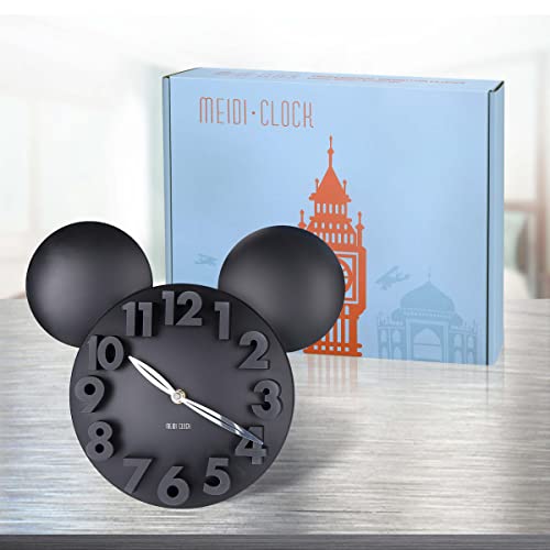 MEIDI CLOCK Modern Design Mickey Mouse Big Digit 3D Wall Clock Home Decor Decoration - Black