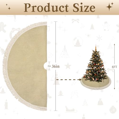 Yuboo 36" Burlap Tree Skirt with Tassel, 4th of July Farmhouse Jute Linen Spring Christmas Tree Skirt for Wedding, Birthday, Memorial, Patriotic, Farmhouse Home Decor Ornaments