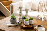 Kurrajong Farmhouse Candle Holders - Boho Set of 2 Tall Candle Stands | Decorative Wood 10" and 12" high | White Washed Candle Holders for Pillar Candles