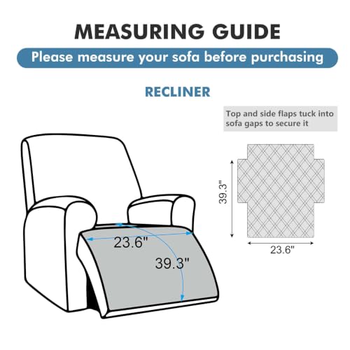 Genina 100% Waterproof Recliner Chair Covers, Anti-Slip Recliner Cover Dog Couch Cover Furniture Protector, Reclining Sofa Slipcover for Pets Dogs, 1 Piece (Chocolate, Recliner)
