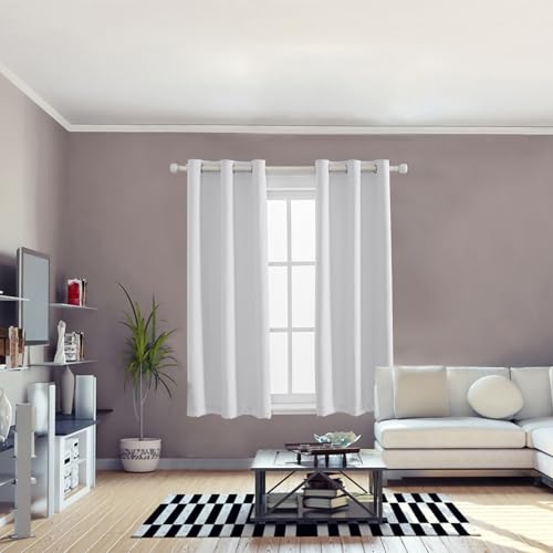 Anytime 100% Blackout Curtain 2 Panels Set,Thermal Insulated Window Drapes for Bedroom,Full Shading Panels (Greyish White,37W x 63L)