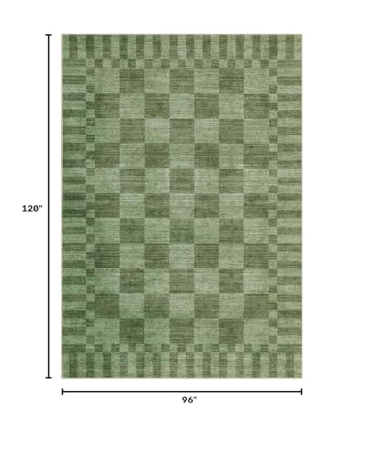 GarveeHome 8x10 Area Rugs Geometric Washable Moss Green Checkered Rug