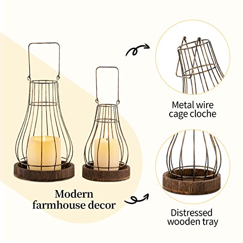 Romadedi Lantern Rustic Farmhouse Decor, Set of 2