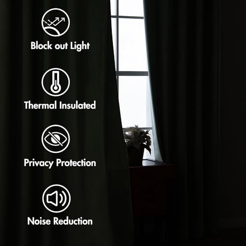 MIULEE Sage Green Velvet Curtains 84 inches 2 Panels - Pinch Pleat Luxury Room Darkening Window Drapes for Bedroom Living Room Blackout Thermal Insulated Super Soft, Back Tab Rod Pocket, W52 x L84