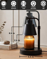 Candle Warmer Lamp with Timer - Adjustable Height & Brightness, 2 Bulbs Included - Flameless Wax Melter for Home