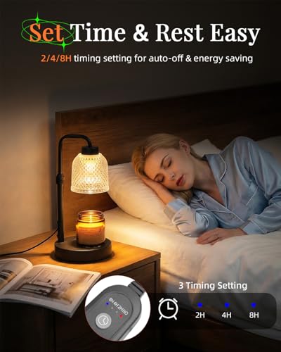 AIFEI Candle Warmer Lamp with Timer, Dimmable Adjustable Height Candle Lamp, Birthday Gifts for Women Mom Sister Friends, House Warming Gifts New Home, Candle Lamp Warmer with 2 Bulbs - CoalBlack