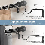 Black Curtain Rods for Windows 28 to 48 Inch - 1”Heavy Duty Curtain Rod with Adjustable Brackets,Stainless Steel Metal Drapery Rods for Kitchen,Bedroom,Sliding Door