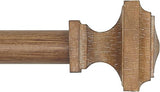 Wood Curtain Rods for Windows 32 to 88 Inch, 1 Inch Diameter Wood Decorative Treatment Single Window Curtain Rods - Square Imitation Wood Grain Finial 1 Pack