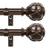 Bronze Curtain Rods 2 Pack, HOTOZON Curtain Rods for window 32 to 58 Inch, New Splicing Window Rod for Windows, 3/4 Inch Single Drapery Rod with Netted Finials