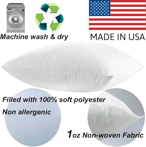 MSD 3 Pack Pillow Insert 26x26 Hypoallergenic Square Form Sham Stuffer Standard White Polyester Decorative Euro Throw Pillow Inserts for Sofa Bed - Made in USA (Set of 3) - Machine Washable and Dry