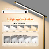 LED Desk Lamp with USB-C Charging Port, Dimmable Desk Lamp for Home Office, Eye-Caring Reading Lamp with 25 Lighting Modes, Small Desk Light for Bedroom Nightstand with Adapter