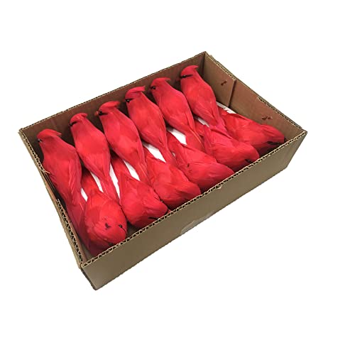 12 PCS Red Cardinals Ornaments Birds Christmas Cardinal Birds Clip for Christmas Tree Ornament Decorations, Arts and Crafts, Clip-On Style