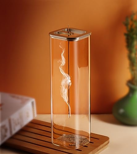 Insence-Stick Holder [Anti-Ash Flying], Modern Incense Burner Holder with Removable Glass Ash Catcher, for Home Decor Yoga Meditation