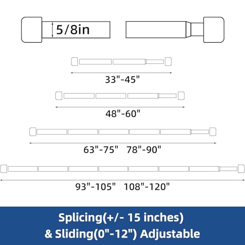 Alskarhem Black Curtain Rods for Windows 32 to 90 Inch,5/8 Inch Small Curtain Rod Set With Brackets