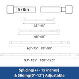 Alskarhem Black Curtain Rods for Windows 32 to 90 Inch,5/8 Inch Small Curtain Rod Set With Brackets