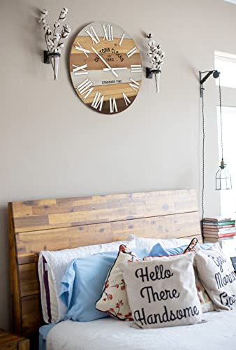 24" Wooden Multi-Color Maritime Coastal Beach Large Roman Wall Clock (Wood, 24 inch)