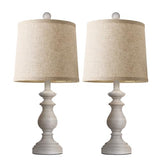 Traditional Table Lamp Set of 2, Rustic Farmhouse Table Lamps for Living Room Bedroom, 22" Bedside Desk Lamps Vintage Nightstand Lamps with Linen Shades, Antique Grey
