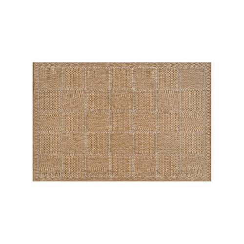 Beverly Rug Easy Jute Checkered Squared Entry Rug 2x3 Washable Durable Indoor Outdoor Area Rugs for Living Room Patio Office Stain Resistant Non Shedding Casual Indoor Outside Carpet 2 x 3 Natural